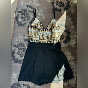 Shop17 Gold Black Sequin Romper